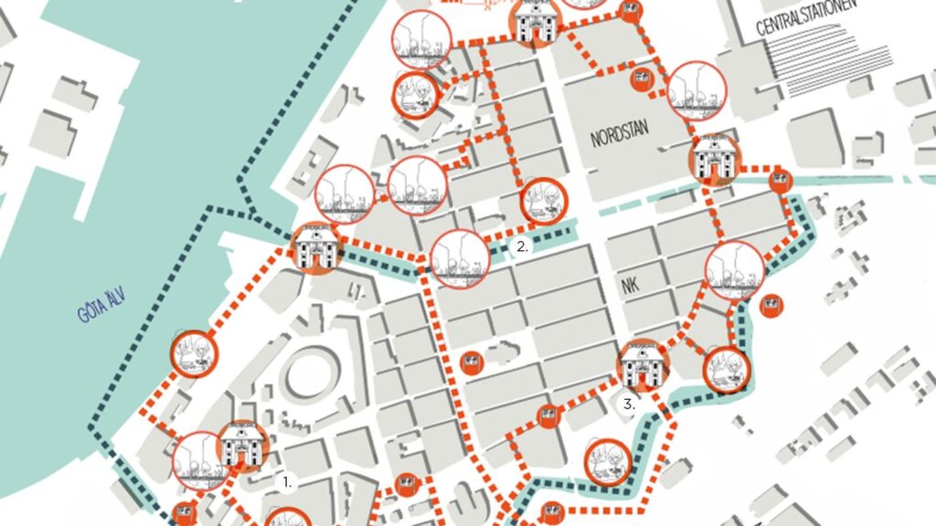 Karta över fästningar inom vallgraven.
